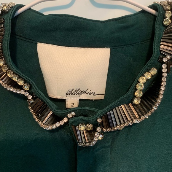 3.1 Phillip Lim Green Wrap Dress Embellished Neck - Picture 8 of 8